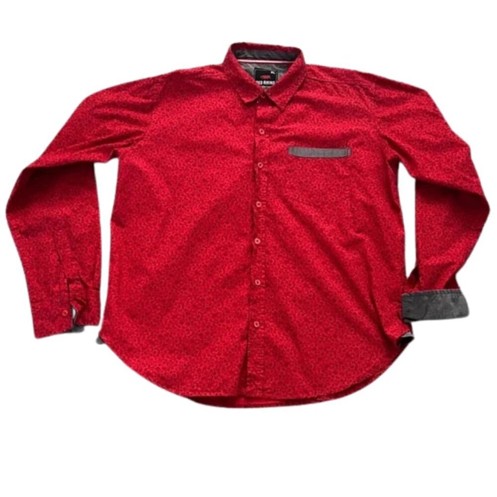 Red Rhino Collection Men’s Red and Gray Long-Sleeve Button-Down Shirt - Size XL
